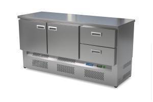стол холодильный кондитерский (нижний агрегат, столешница нерж) 1650*800*850 2 двери, 2 ящика для общепит